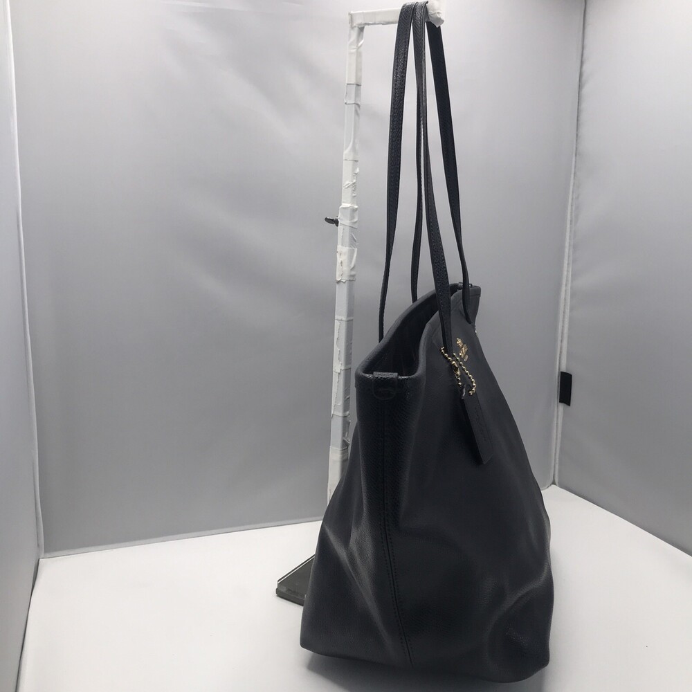 Coach New York Horse & Carriage Pebbled Leather Tote Blue Zipper Great Condition - Picture 5 of 13